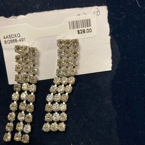 Dressy three Strands of square rhinestones on each